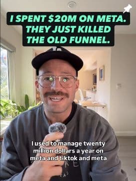 Alex's pinned reel: I spent $20M on Meta. They just killed the old funnel.